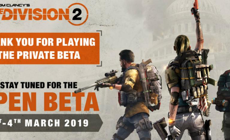 Από 1 ως 4 Μαρτίου η open beta του Division 2!