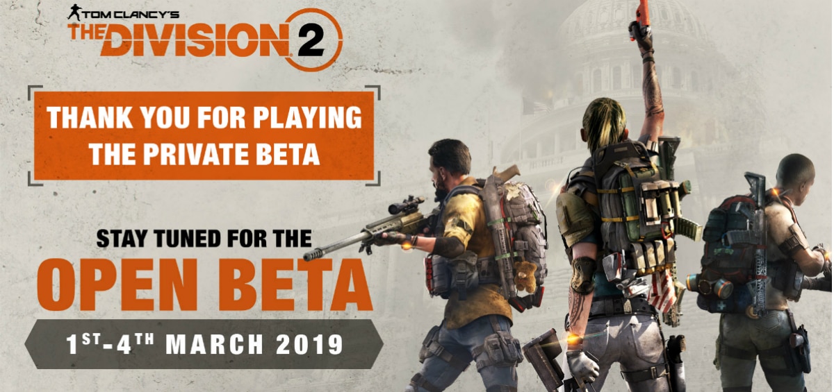 Από 1 ως 4 Μαρτίου η open beta του Division 2! Από 1 ως 4 Μαρτίου η open beta του Division 2!